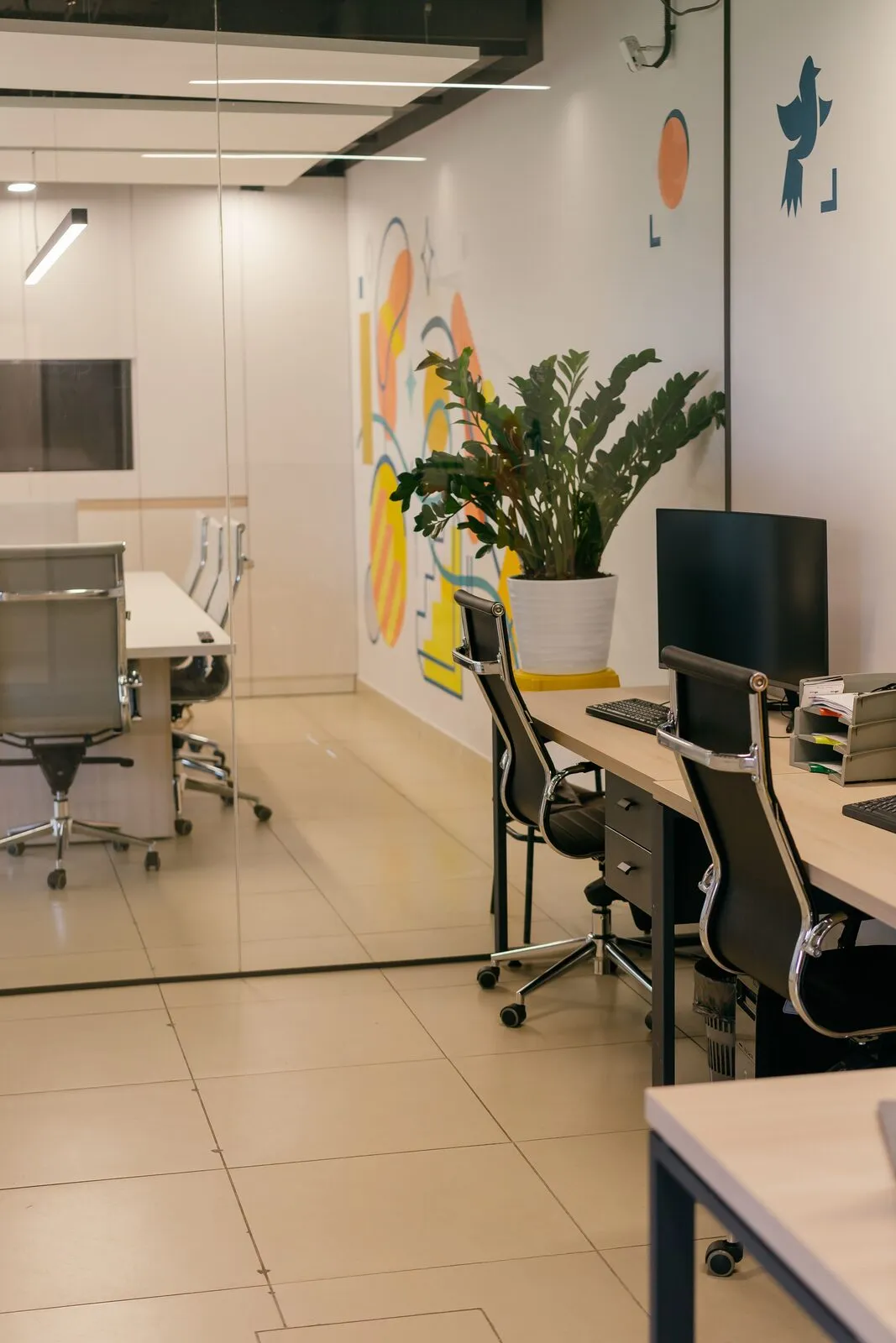 Spacious, clean modern office interior