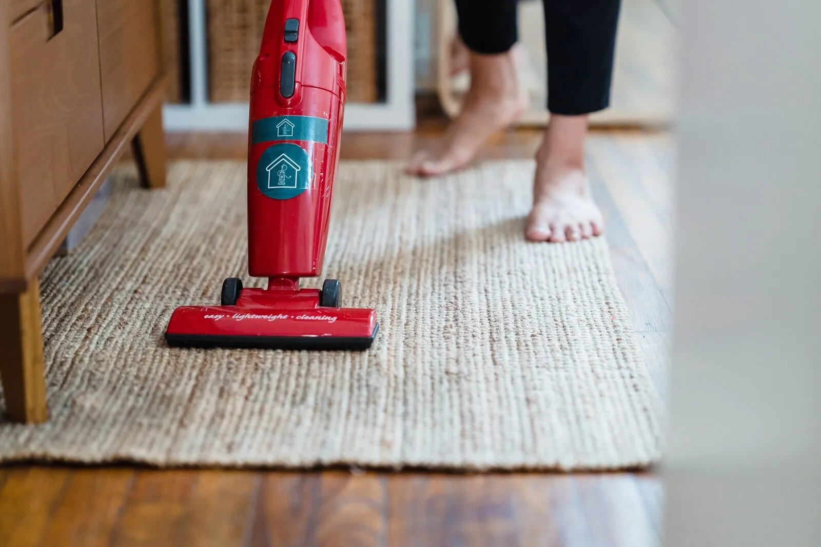 Close-up of carpet vacuuming during an end of lease clean